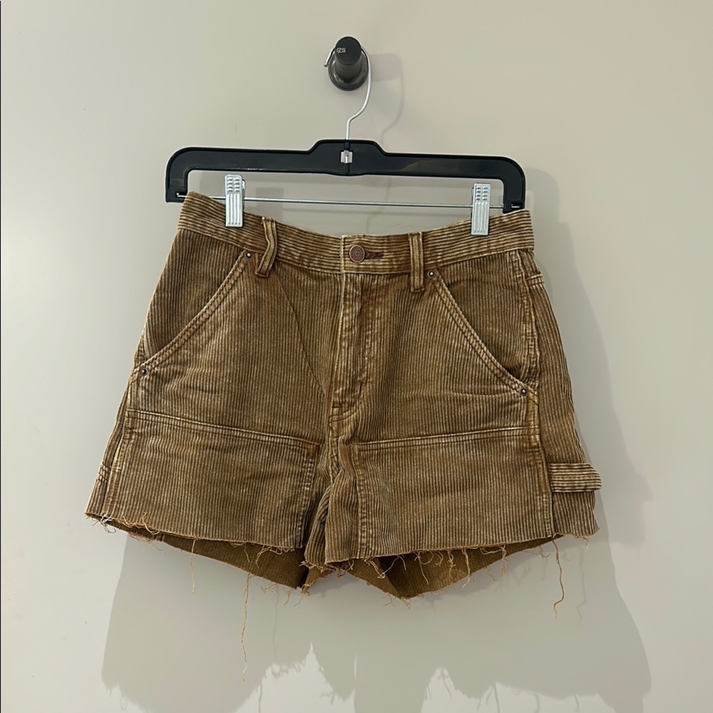BDG Ribbed Distressed High-Waisted Shorts